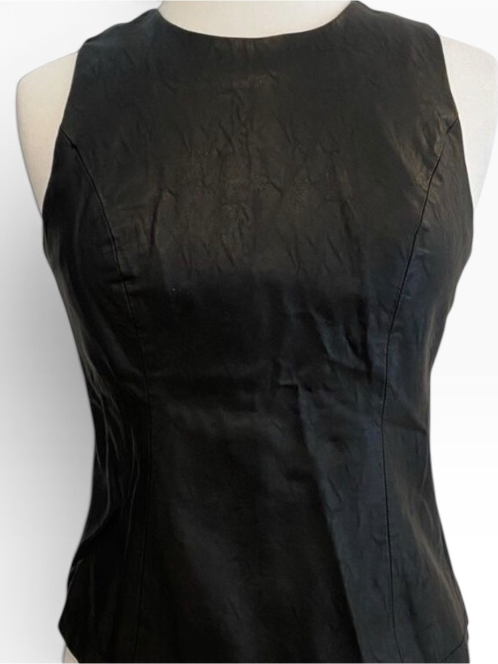 Mexx by Candy Duffer black vegan leather fitted sleeveless top Medium